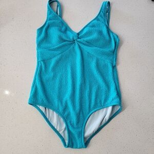 Vintage Gabar Teal Swimsuit Textured One Piece Soft Cup XL